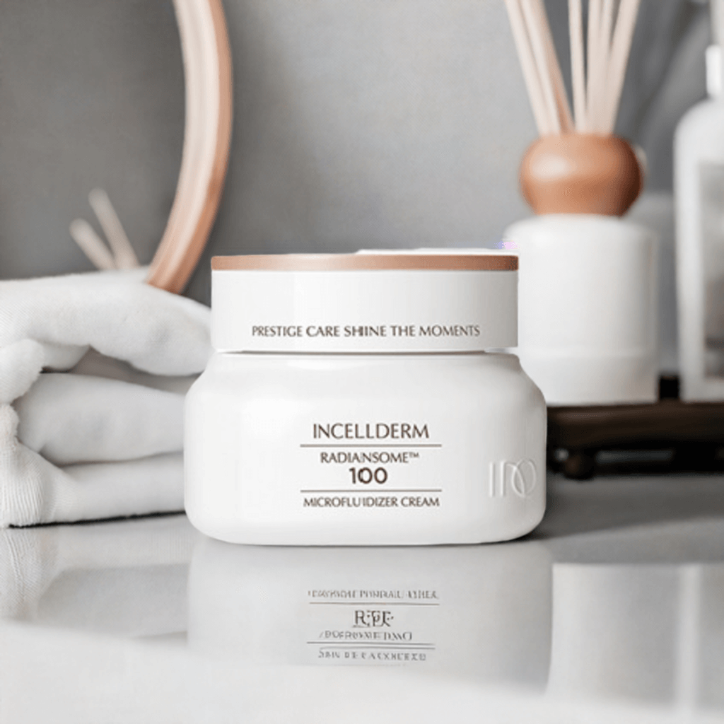 RADIANSOME 100 Microfluidizer Cream in elegant packaging, designed for skin rejuvenation and elasticity improvement.