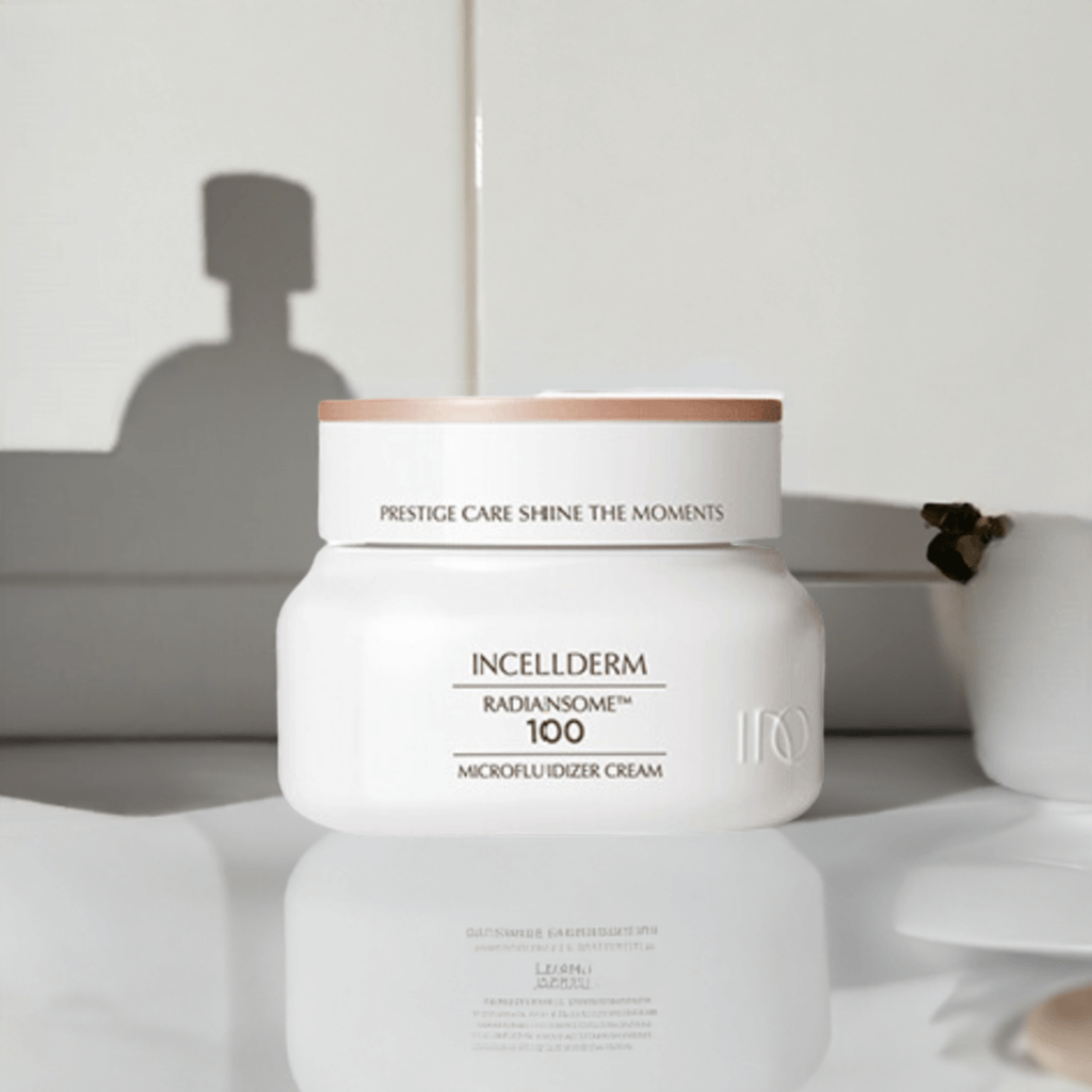 RADIANSOME 100 Microfluidizer Cream in a sleek jar, promoting skin elasticity and nourishment.