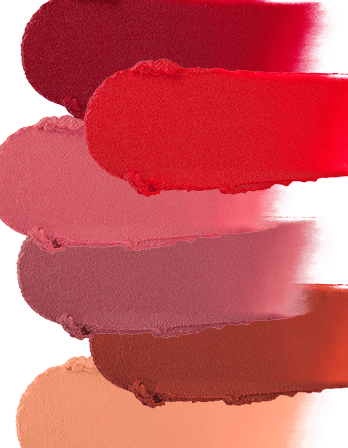 Swatches of ICD Makeup Butter Lip Tint in various matte shades, showcasing vibrant and soft lip colors.