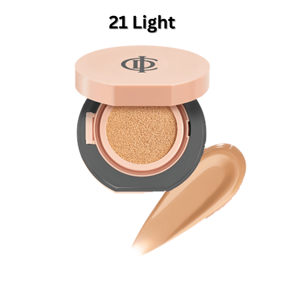 ICD Makeup Luminous Glow Cushion in shade 21 Light, offering lightweight, dewy coverage for a radiant finish.