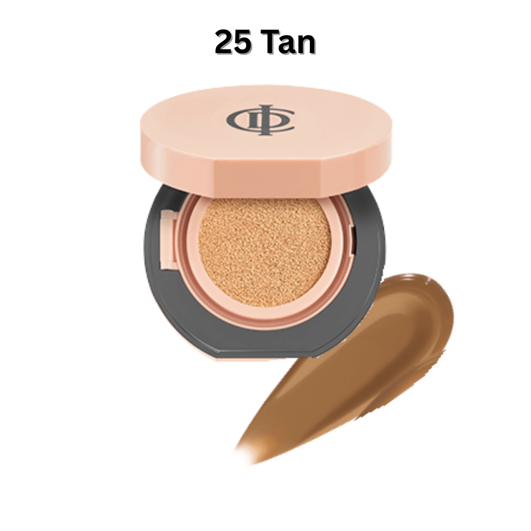 ICD Makeup Luminous Glow Cushion in 25 Tan, featuring dewy coverage and a lightweight formula for a radiant finish.