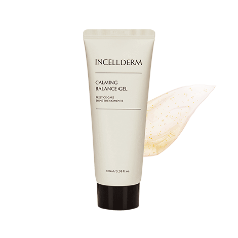 Incellderm Calming Balance Gel in a tube, 100ml, designed for soothing and balancing skin care routines.