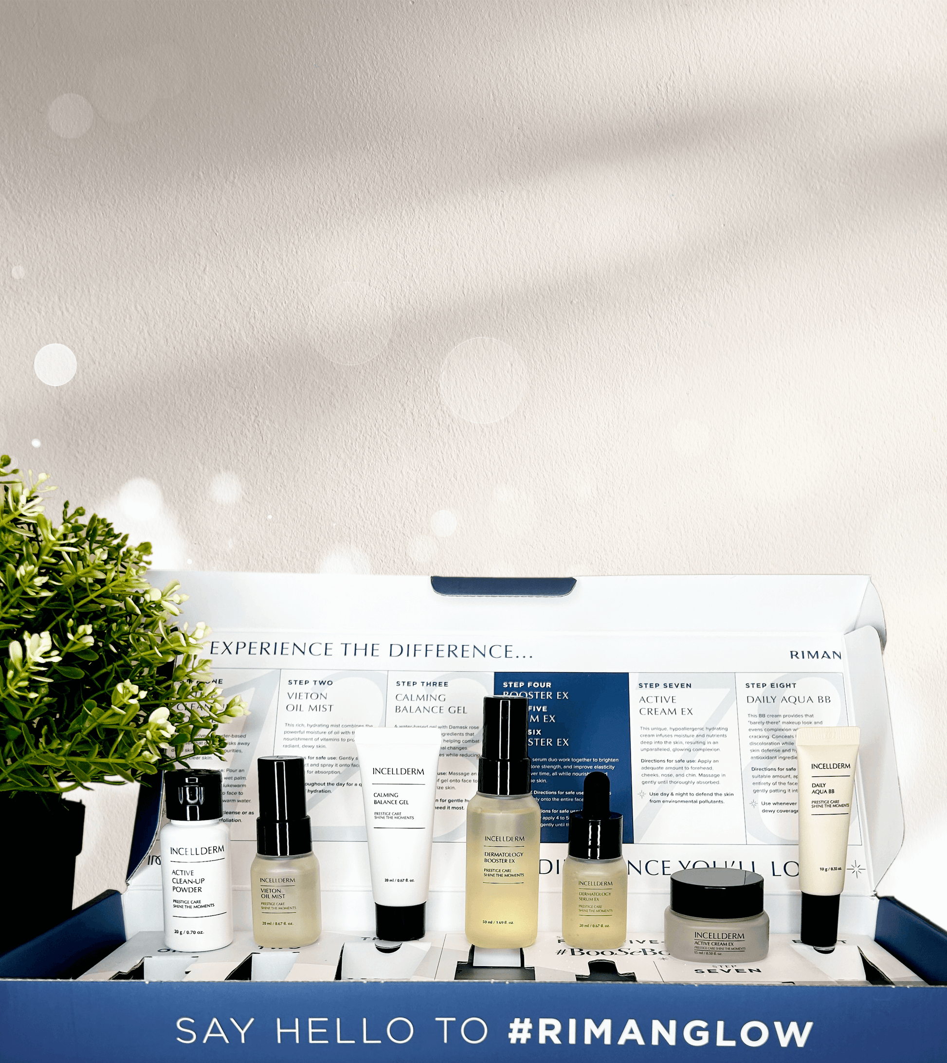 Riman Expert Ritual Experience Kit featuring 7 travel-sized skincare bestsellers in an elegant gift box.