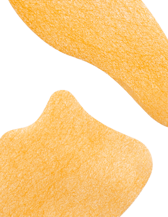 Close-up of Riman ICD Collagen 100 Melting Sheet Mask, showcasing its soft, orange texture for skincare.