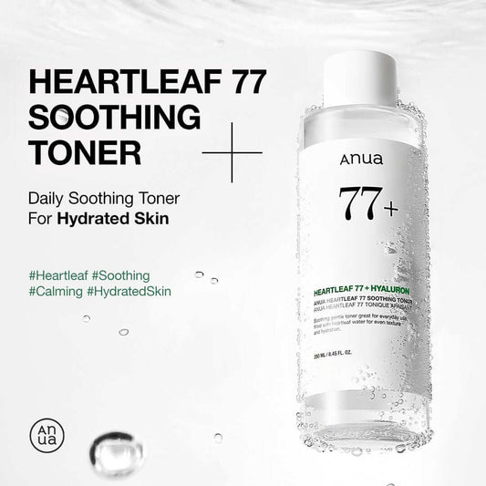 Anua Heartleaf 77 Soothing Toner, daily soothing toner for hydrated skin.