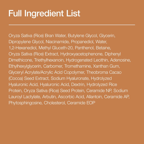 Full ingredient list of Anua Rice 70 Glow Milky Toner, including nourishing components for a healthy glow.