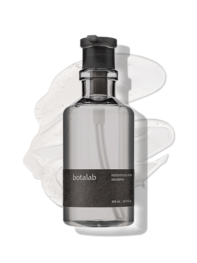 Riman Botalab Deserticola Plus Shampoo bottle with herbal extract, ideal for revitalizing dry, sensitive scalps.