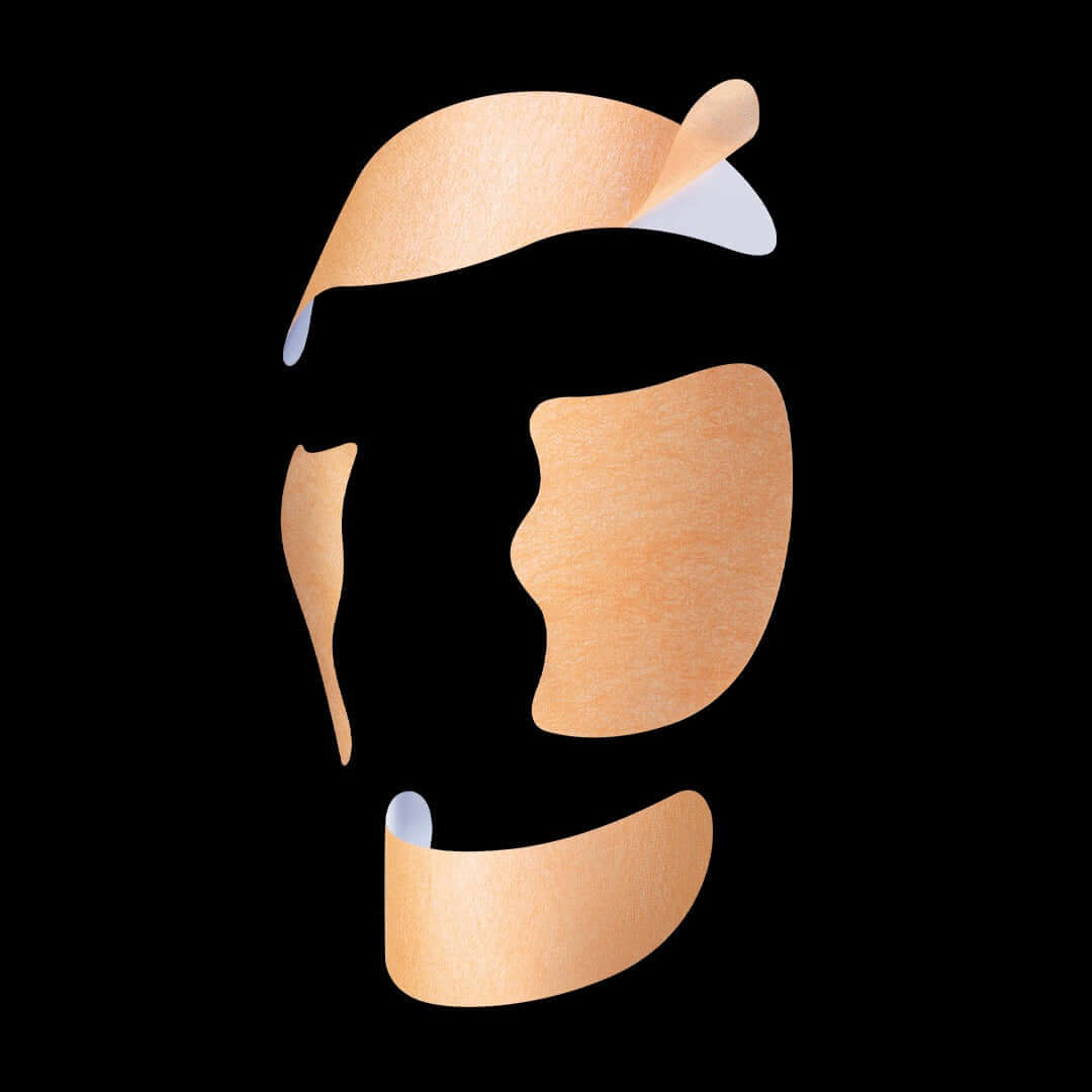 Riman Incellderm Collagen 100 Melting Sheet Mask design showcasing its unique shape and skin-adhering feature.