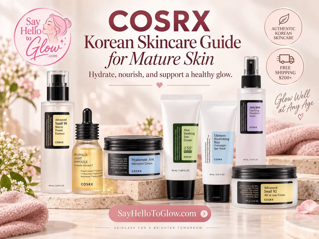 COSRX Korean Skincare Guide: Best Products for Dry, Dull and Mature-Looking Skin with hydrating essentials.