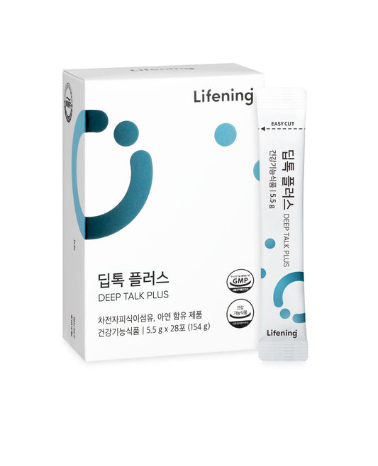 Lifening Deep Talk Plus box and sachet for radiant skin health