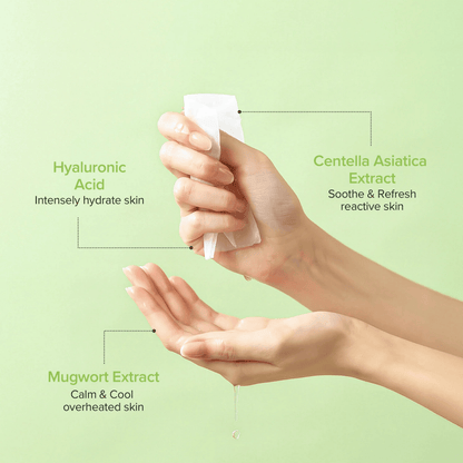 Beauty of Joseon Centella Asiatica Calming Mask showcasing key ingredients: Hyaluronic Acid, Centella Asiatica Extract, Mugwort Extract.