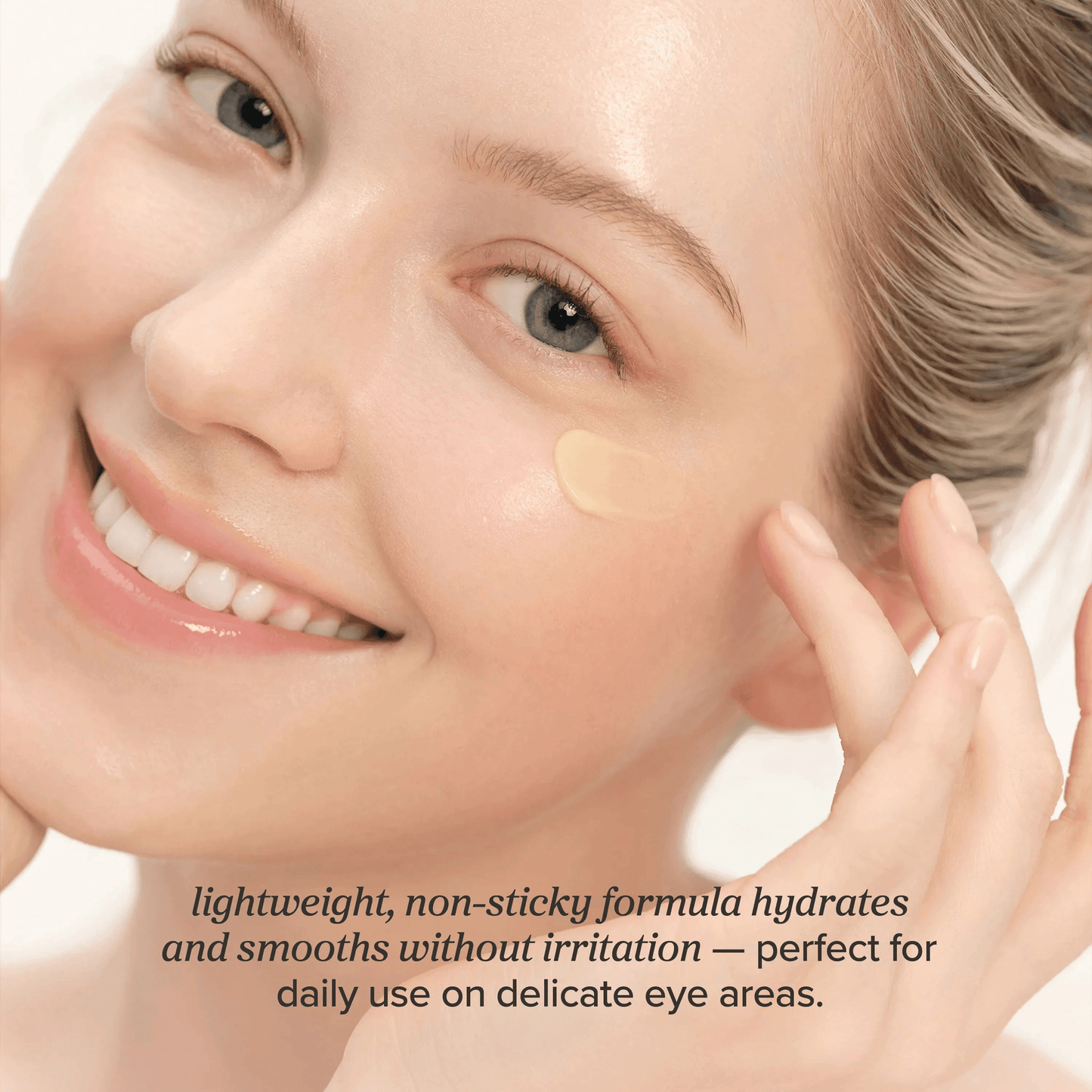 Beauty of Joseon Revive Eye Serum Ginseng Retinal applied on skin for hydration and smoothing.
