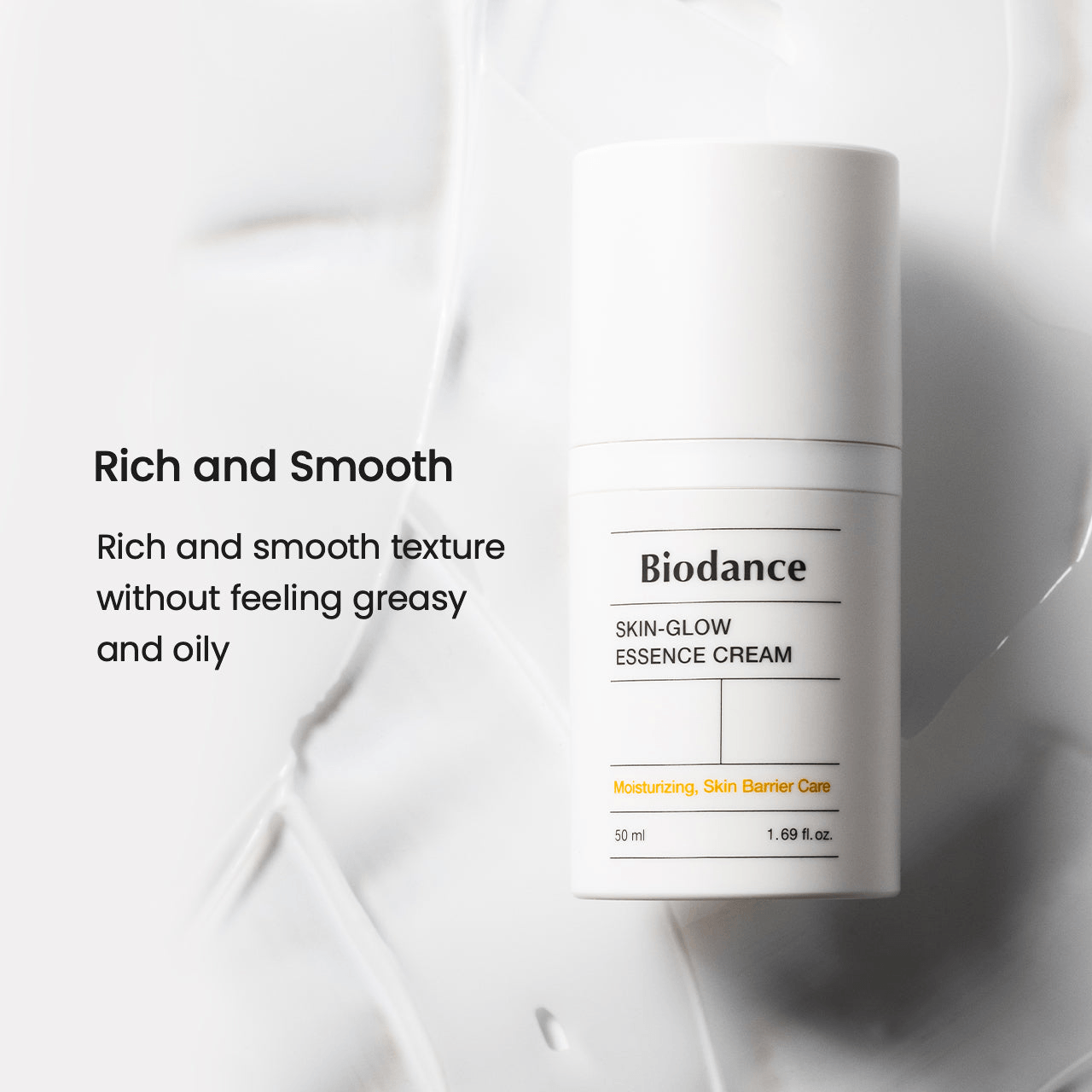Biodance Skin Glow Essence Cream in a sleek container showcasing rich and smooth texture for effective skin hydration.