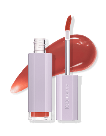 ICD Makeup Butter Lip Tint in semi-matte finish with applicator and color swatch, showcasing lasting lip care and vibrant color.