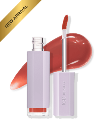 ICD Makeup Butter Lip Tint in semi-matte finish with applicator, showcasing rich color and shine.