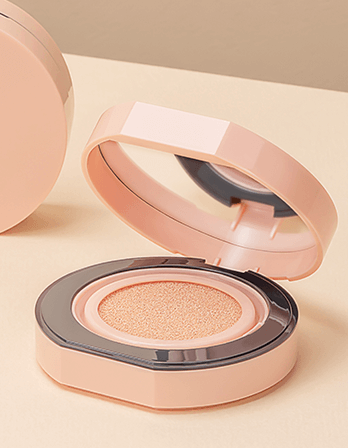 Riman ICD Makeup Luminous Glow Cushion open showing light rosy formula in cushion compact.