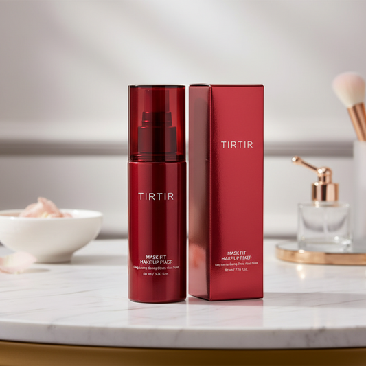 TIRTIR Mask Fit Makeup Fixer bottle and packaging, Korean face product for long-lasting makeup.