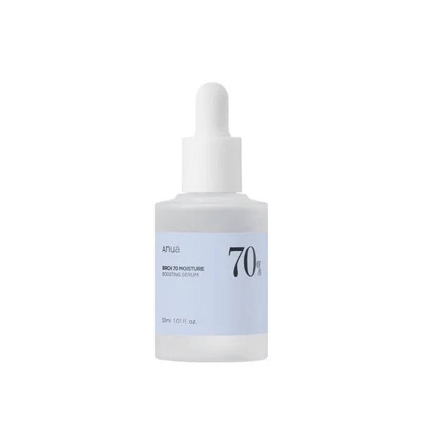 Anua Birch 70 Moisture Boosting Serum in a glass bottle with dropper for hydration and skin barrier support