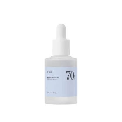 Anua Birch 70 Moisture Boosting Serum in a glass bottle with dropper for hydration and skin barrier support