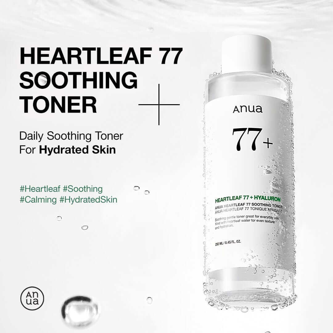 Anua Heartleaf 77 Soothing Toner, daily soothing toner for hydrated skin.