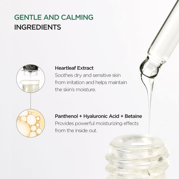 Anua Heartleaf 80 Moisture Soothing Ampoule ingredients showing Heartleaf Extract and moisturizing complex.