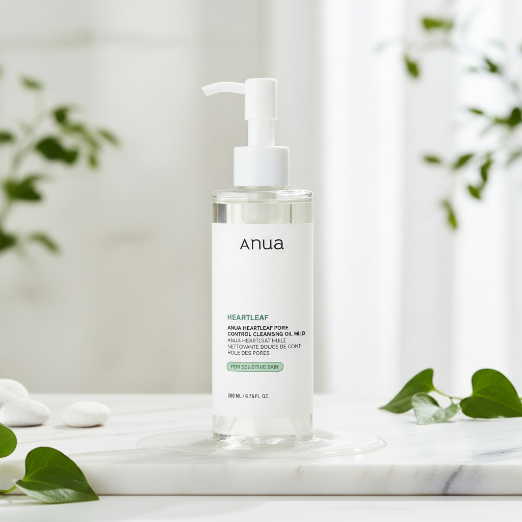 Anua Heartleaf Pore Control Cleansing Oil Mild bottle on a clean background, perfect for sensitive skin.