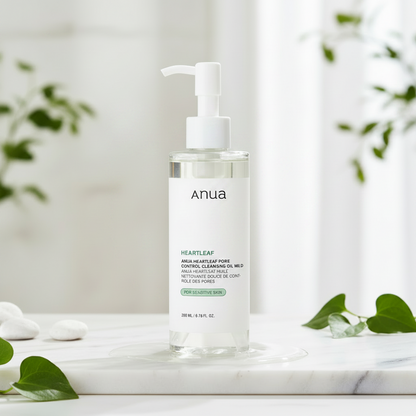 Anua Heartleaf Pore Control Cleansing Oil Mild bottle on a clean background, perfect for sensitive skin.