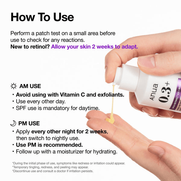 How to use Anua Retinol 0.3 + Niacin Renewing Serum for best results in skincare routine.