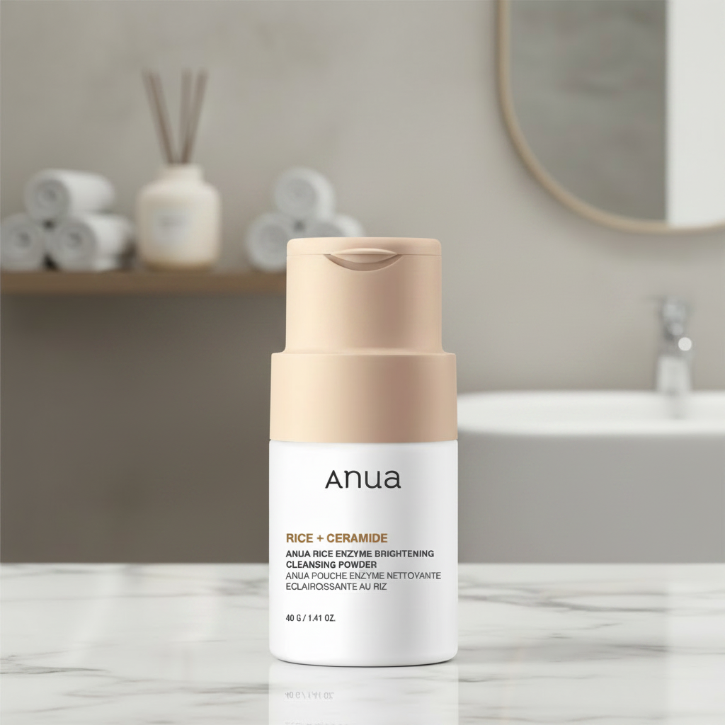 Anua Rice Enzyme Brightening Cleansing Powder with rice and ceramides, cleanser for brighter, clearer skin.