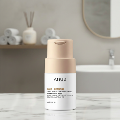 Anua Rice Enzyme Brightening Cleansing Powder with rice and ceramides, cleanser for brighter, clearer skin.