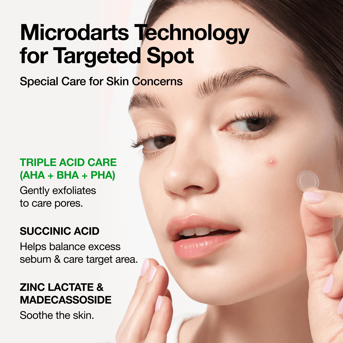 Anua Triple Acid Spot Care Microdart Patch features microdarts technology for targeted skincare concerns, including triple acid care.