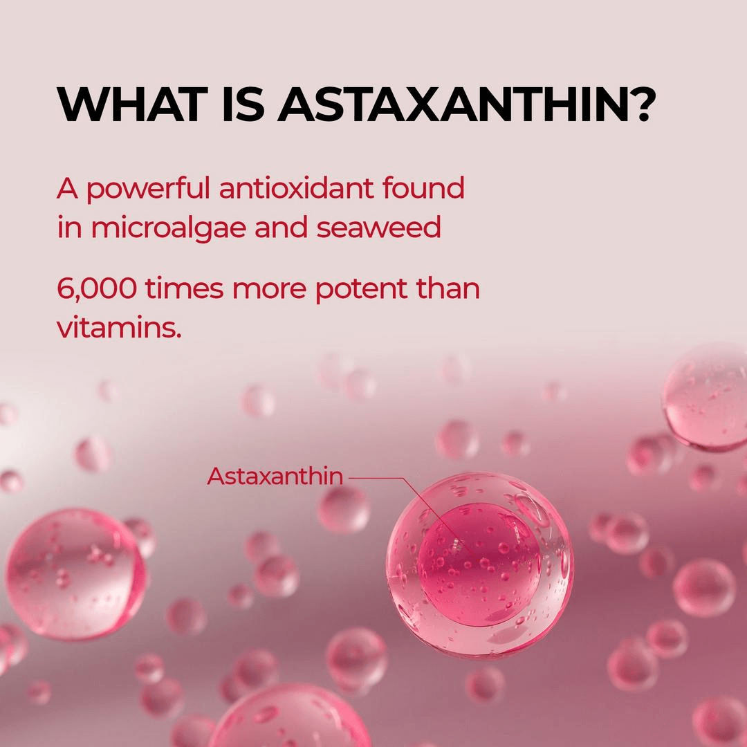 What is astaxanthin? A powerful antioxidant found in microalgae and seaweed, 6000 times more potent than vitamins.