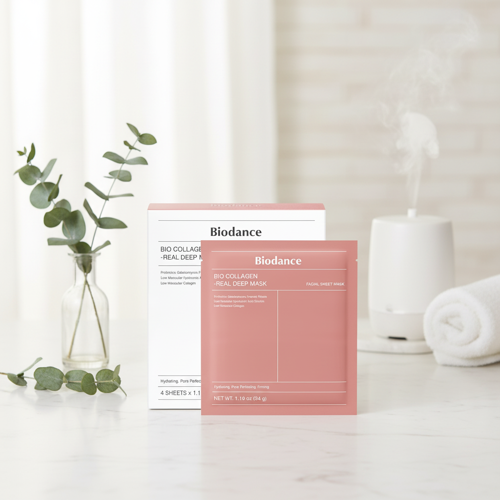 Biodance Bio-Collagen Real Deep Mask packaging and product design, hydrating and firming facial sheet mask
