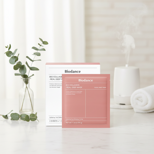 Biodance Bio-Collagen Real Deep Mask packaging and product design, hydrating and firming facial sheet mask