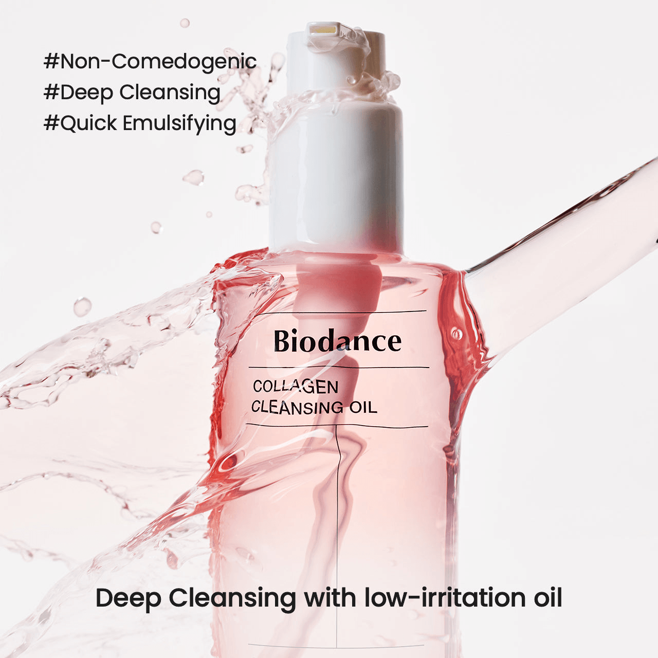 Biodance Collagen Cleansing Oil in action, showcasing deep cleansing and low-irritation formula for effective makeup removal.