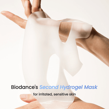 Biodance Hydro Cera-nol Real Deep Mask shown on a hand for sensitive skin treatment and hydration.