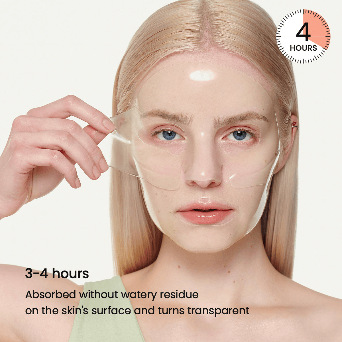 Biodance Refreshing Sea Kelp Real Deep Mask applied to a model's face, showing absorption without residue.
