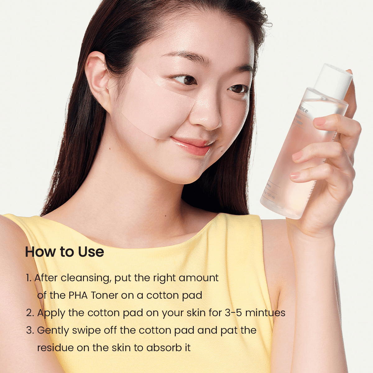 Using Biodance Skin Refining Mild PHA Toner with cotton pad for gentle exfoliation and skin refreshing.