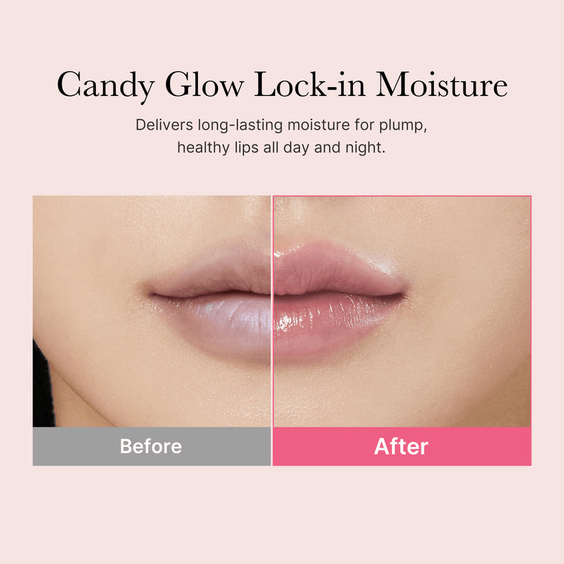 Before and after of lips using Medicube PDRN Lip Sleeping Mask for smoother, plump, and healthy-looking lips.
