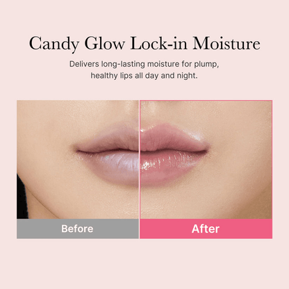 Before and after of lips using Medicube PDRN Lip Sleeping Mask for smoother, plump, and healthy-looking lips.