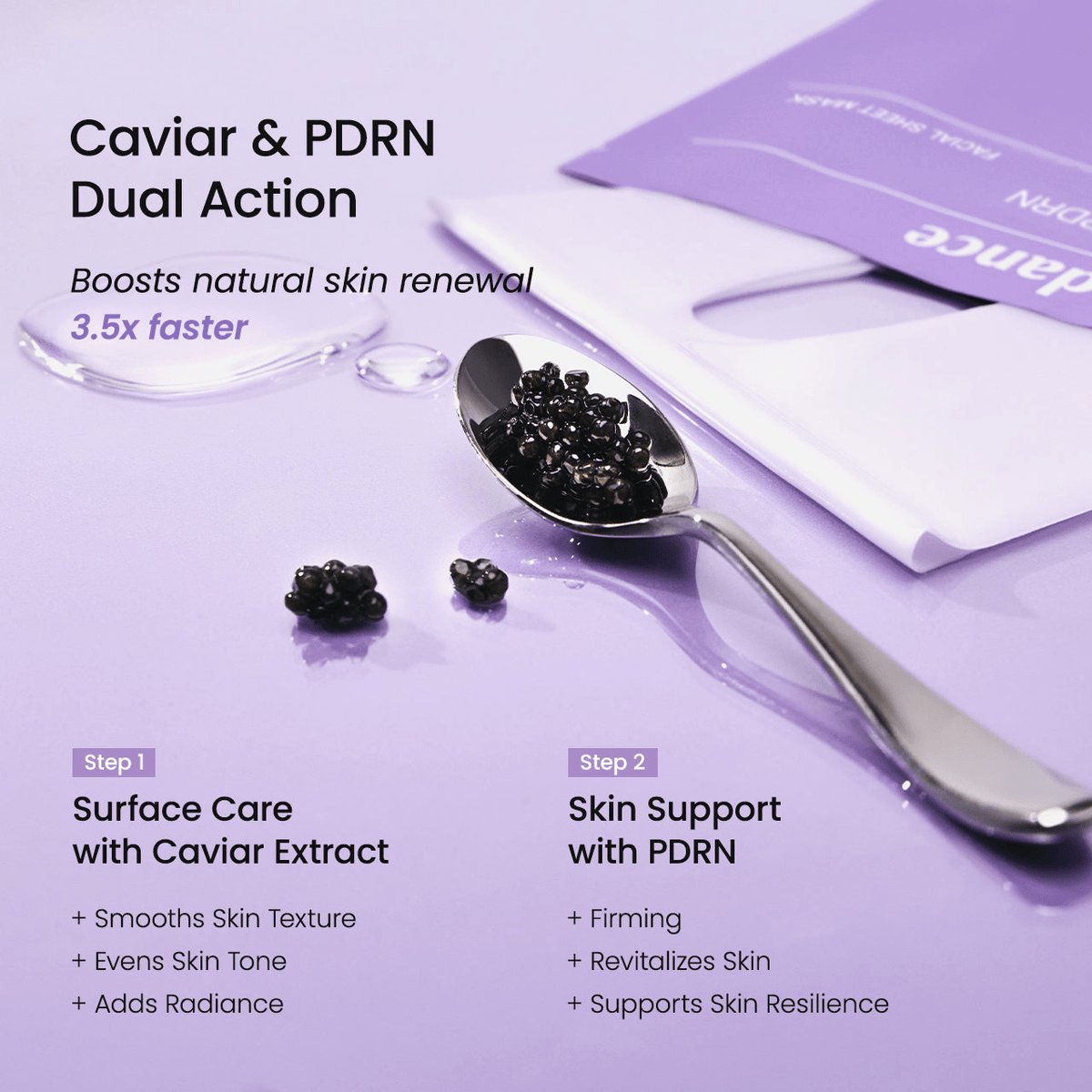 Biodance Rejuvenating Caviar PDRN Real Deep Mask with caviar and PDRN for skin renewal in Korean skincare products.