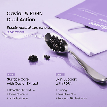 Biodance Rejuvenating Caviar PDRN Real Deep Mask with caviar and PDRN for skin renewal in Korean skincare products.