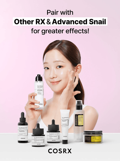 COSRX The 6 Peptide Skin Booster Serum with other RX and Advanced Snail for enhanced skincare benefits.