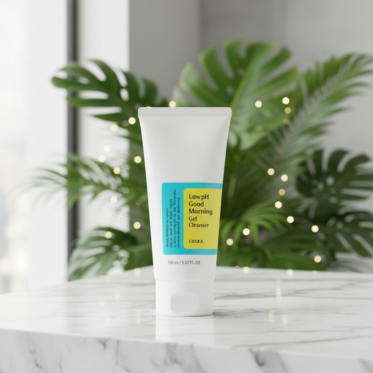 CosRX Low pH Good Morning Gel Cleanser tube on a white background