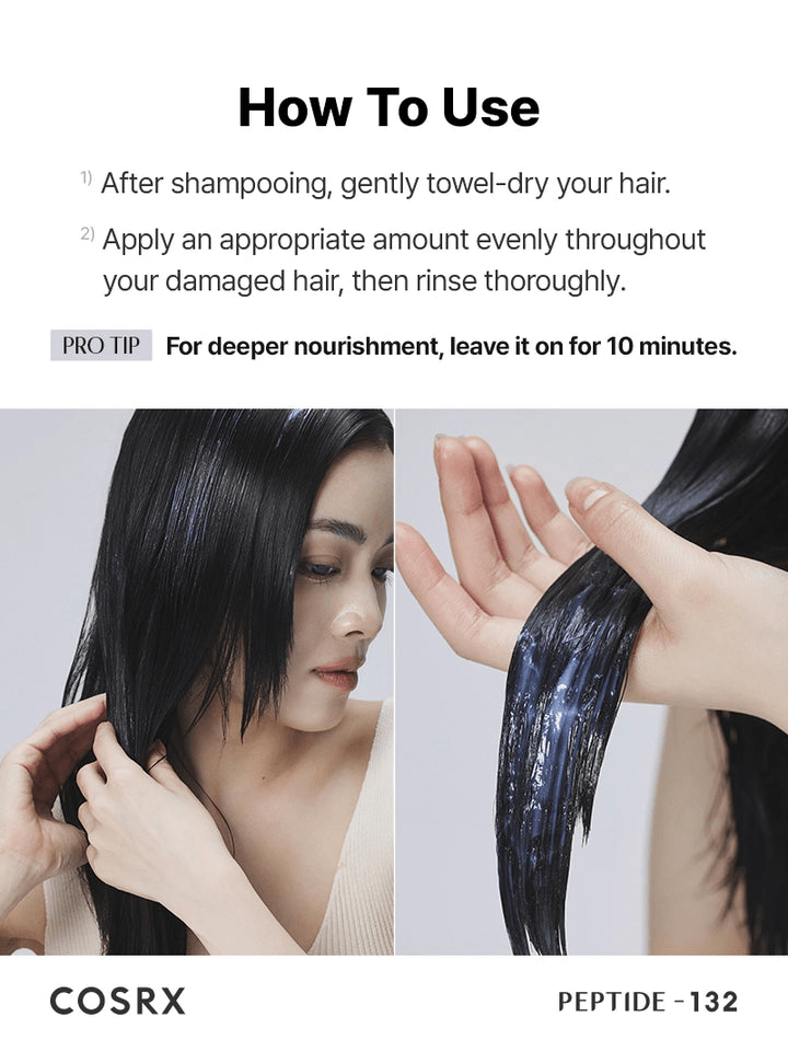 How to use COSRX PEPTIDE-132 Ultra Perfect Hair Bonding Treatment for healthier hair.