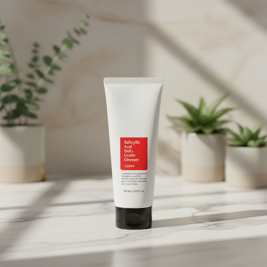 COSRX Salicylic Acid Daily Gentle Cleanser tube with product details and size.
