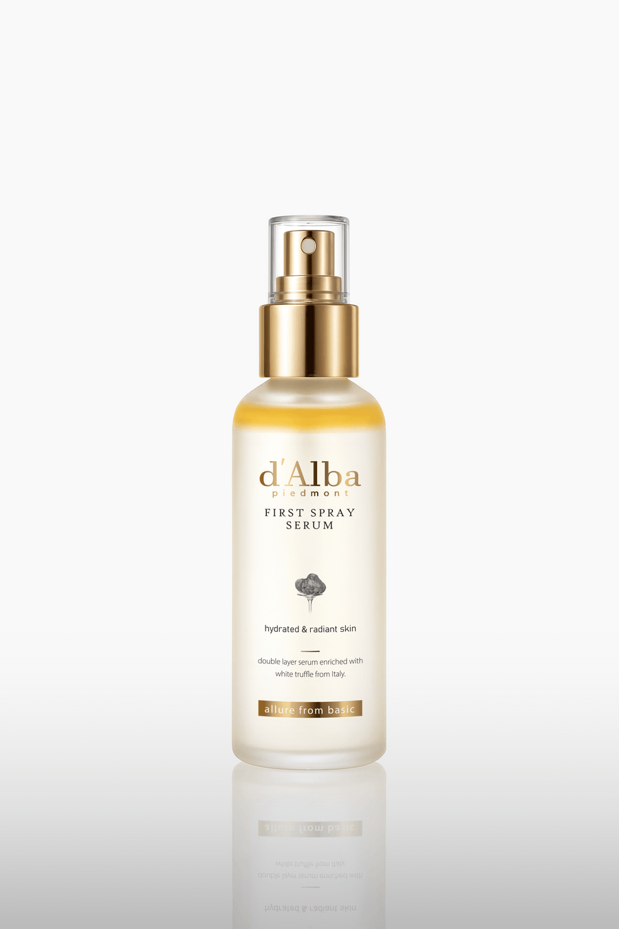 d'Alba White Truffle First Spray Serum in a sleek bottle, designed for hydrated and radiant skin.