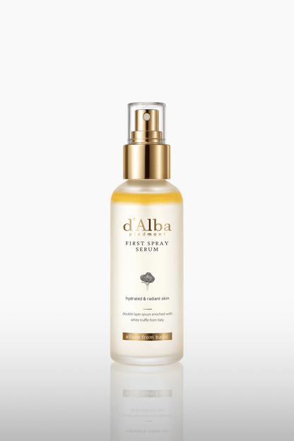 d'Alba White Truffle First Spray Serum in a sleek bottle, designed for hydrated and radiant skin.