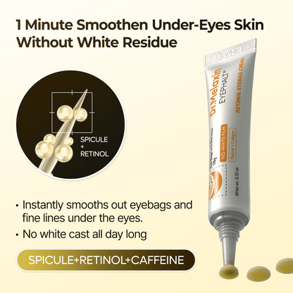 Dr. Melaxin Eyephalt Retinal Eyebag Cream for smoothing under-eyes, reducing bags and fine lines with no white residue.