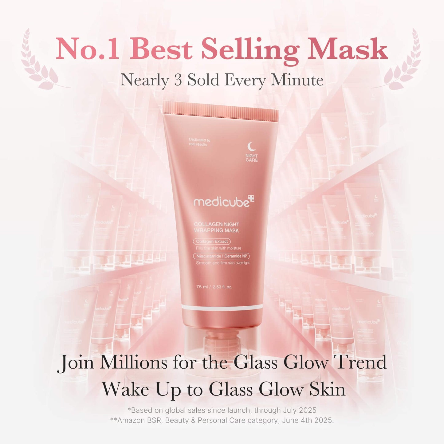 Medicube Collagen Night Wrapping Mask, No.1 Best Selling Mask for glowing skin, sold nearly 3 every minute.
